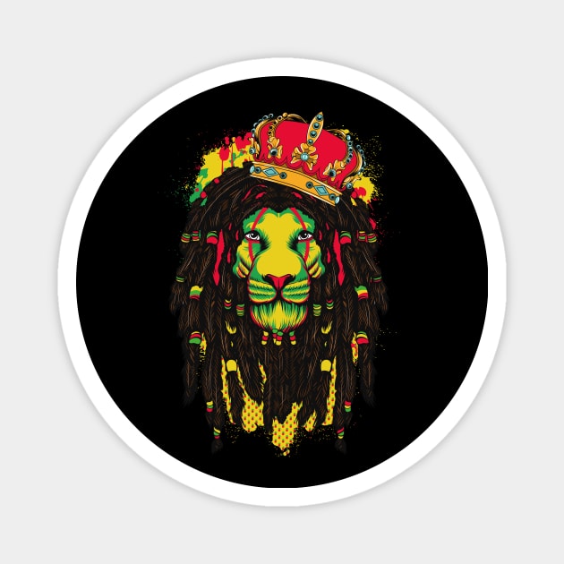 Reggae Music lovers Jamaican royal Lion Gift Magnet by Ramadangonim